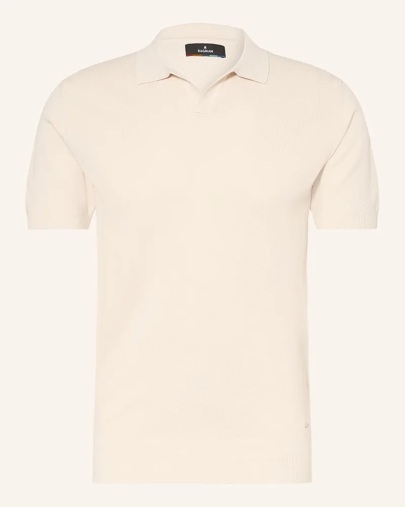 Ragman Strick-Poloshirt weiss Ecru