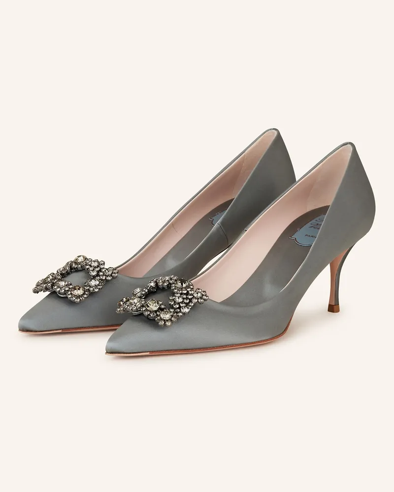 Roger Vivier Pumps EFFLORESCENCE mit Schmucksteinen Grau