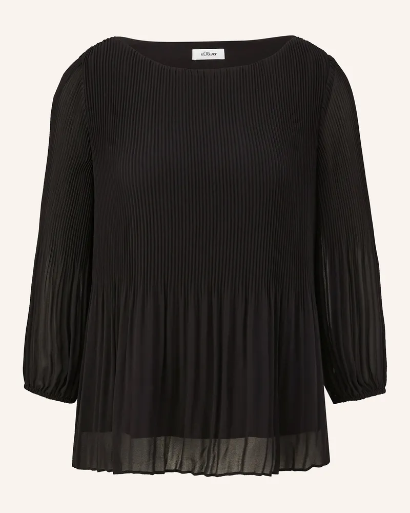 S.Oliver Blusenshirt Mit Plissees schwarz Schwarz