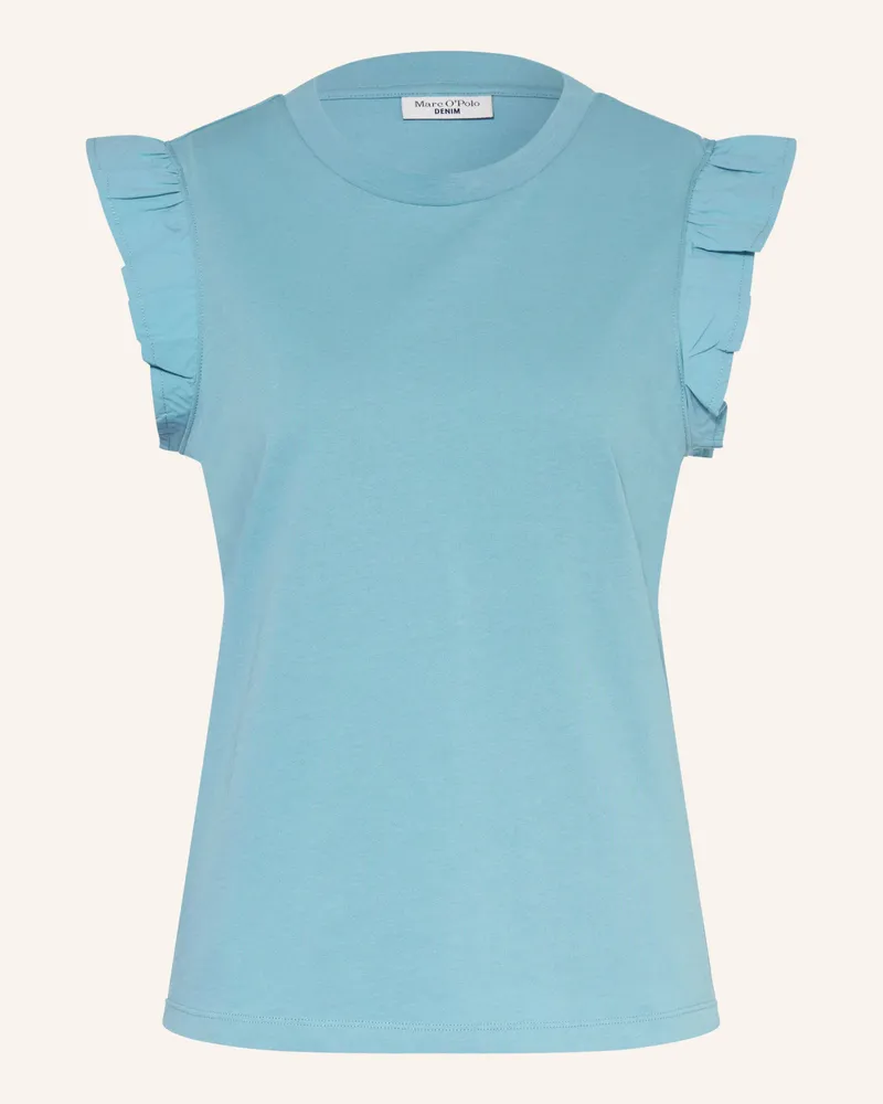 Marc O'Polo Top mit Rüschen Hellblau