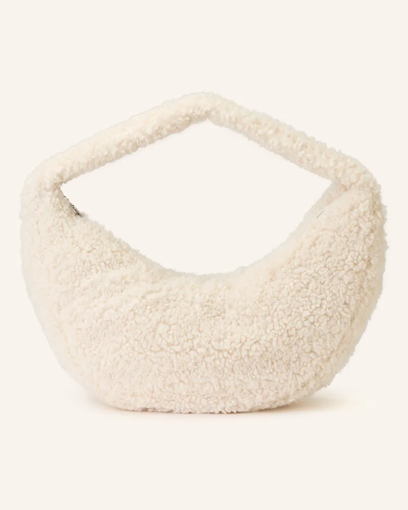 Calvin Klein Hobo-Bag aus Teddyfell Ecru
