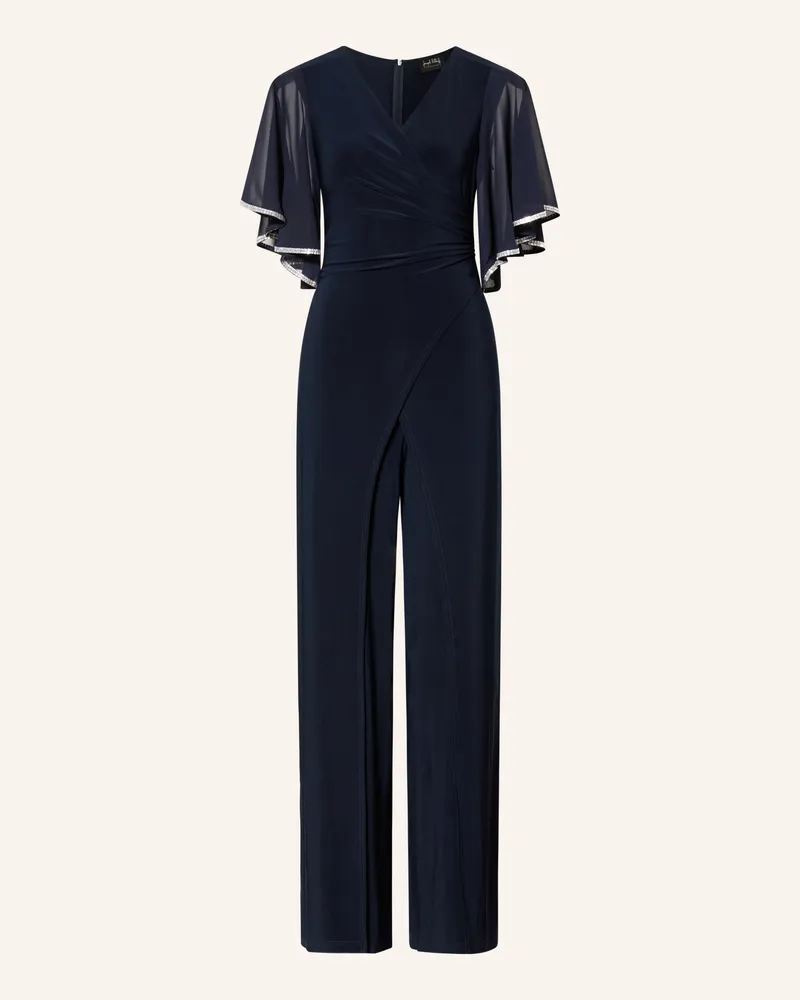 Joseph Ribkoff Jumpsuit Mit Schmucksteinen Und Volants blau Dunkelblau