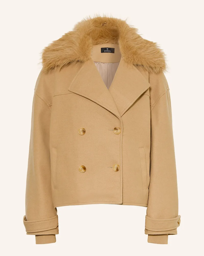 monari Cabanjacke Mit Abnehmbarem Kunstfell-Kragen beige Camel