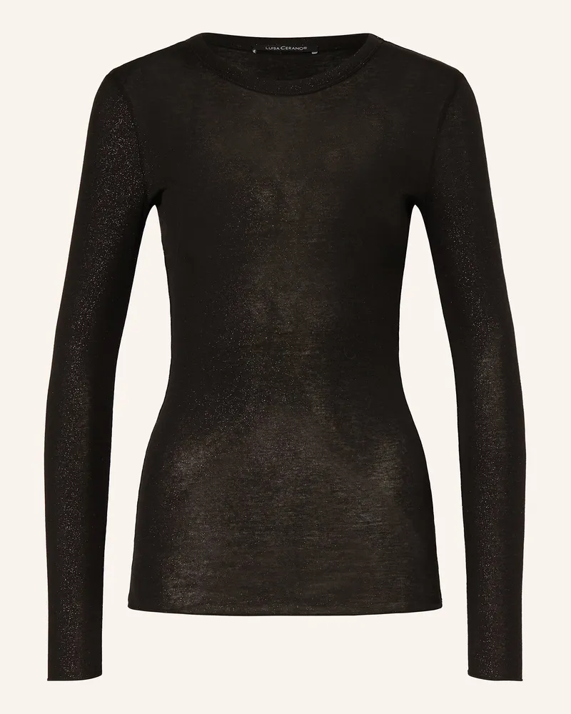 Luisa Cerano Longsleeve mit Glitzergarn Schwarz