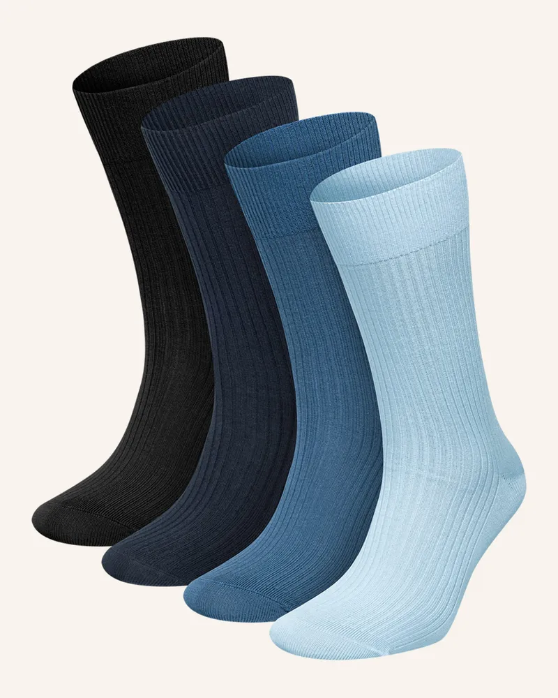 DillySocks 4er-Pack Socken Premium Ribbed Collection blau Hellblau