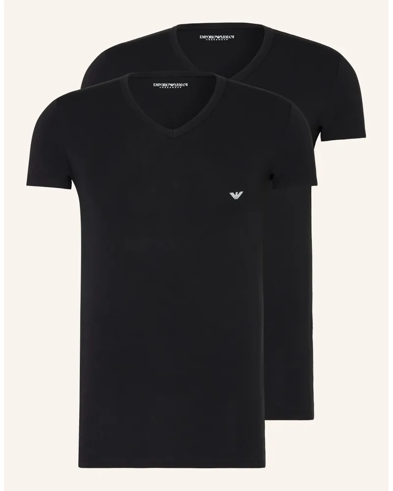 Emporio Armani 2er-Pack V-Shirts Schwarz