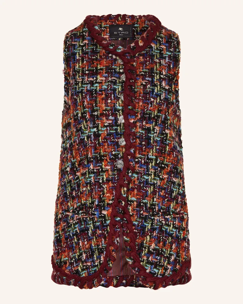 Etro Tweed-Weste mit Glitzergarn Dunkelrot