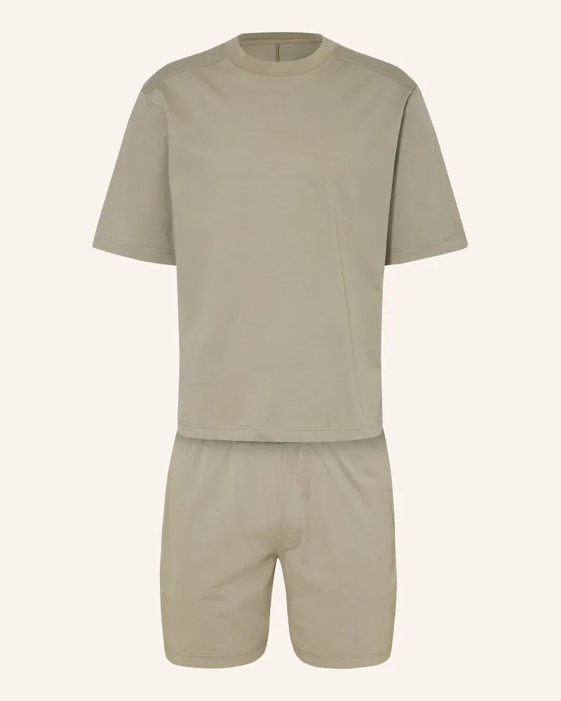 Schiesser Shorty-Schlafanzug Modern Nightwear gruen Oliv