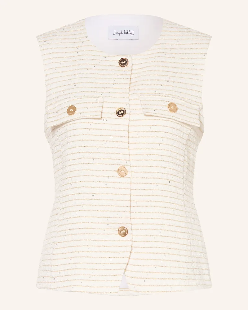 Joseph Ribkoff Blazerweste Aus Bouclé Mit Pailletten weiss Creme
