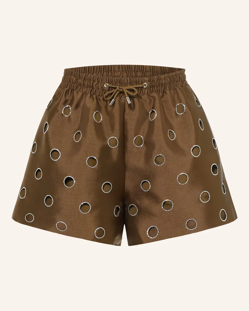 Sandro Satinshorts Mit Cut-Outs Und Schmucksteinen braun Braun