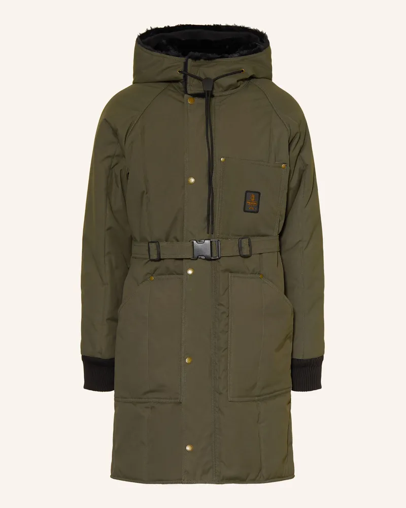 RefrigiWear Steppmantel Mit Kunstfell gruen Oliv