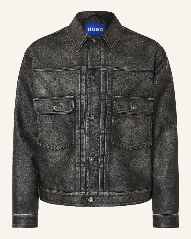 HUGO BOSS Jacke In Lederoptik grau Dunkelgrau