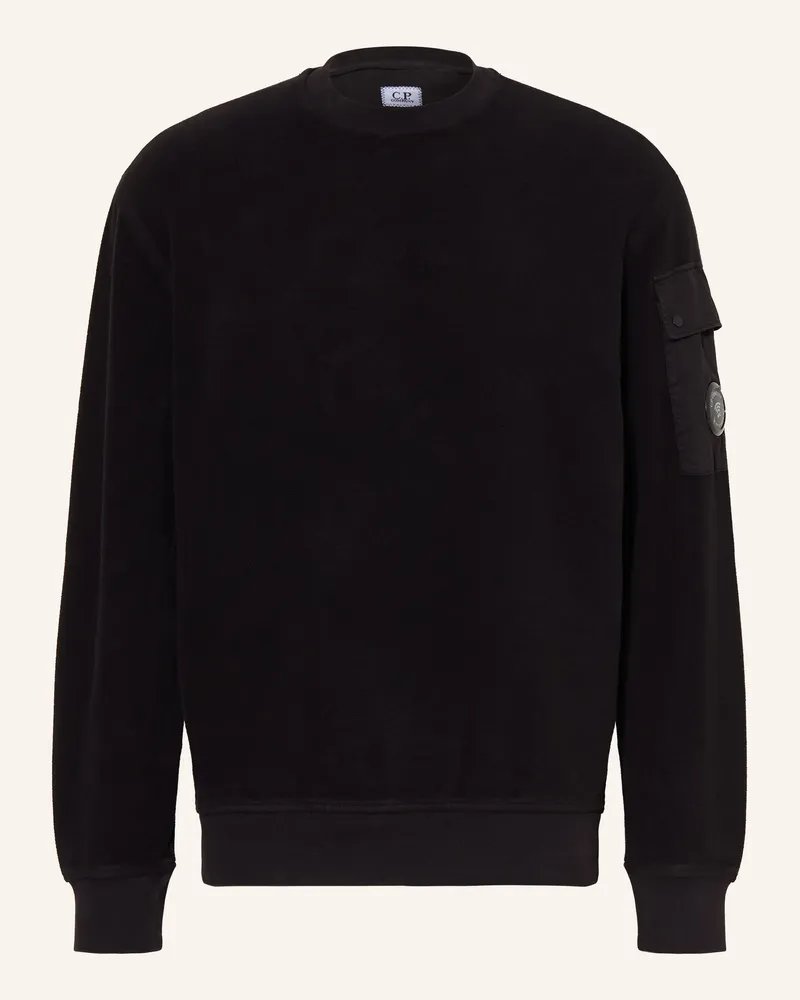 C.P. Company Sweatshirt Im Materialmix schwarz Schwarz