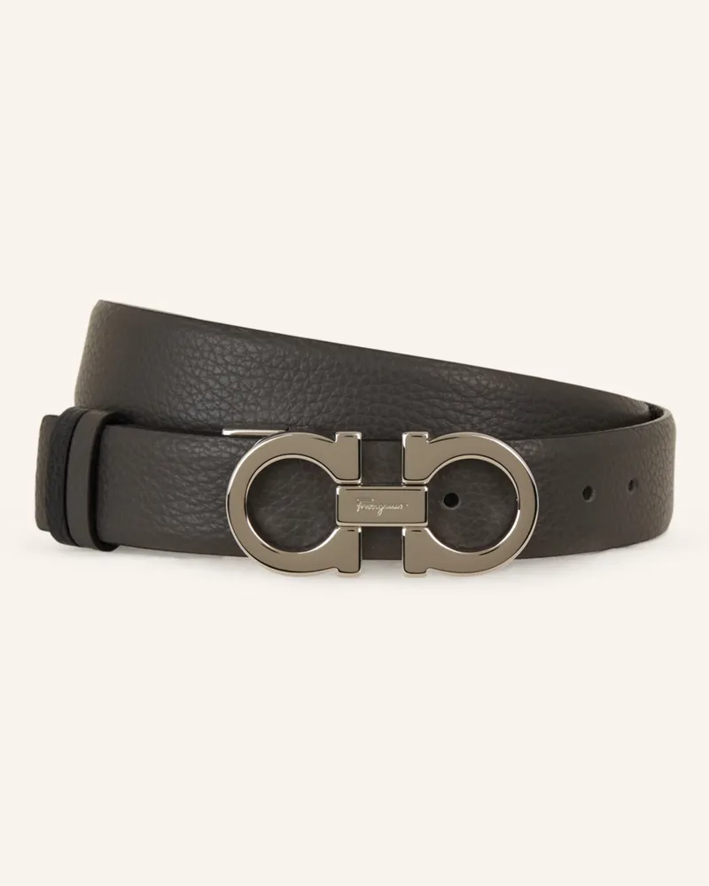 Ferragamo Ledergürtel zum Wenden Grau