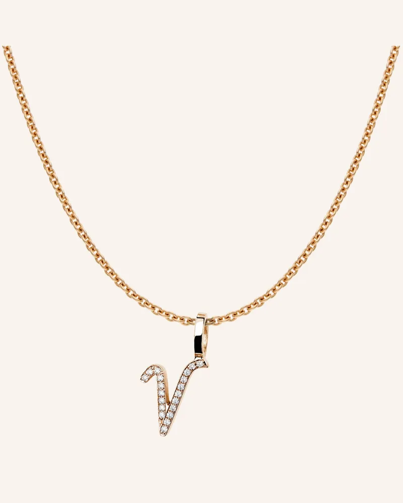 CADA Kette Tiny Diamond Letter V rosegold Roségold