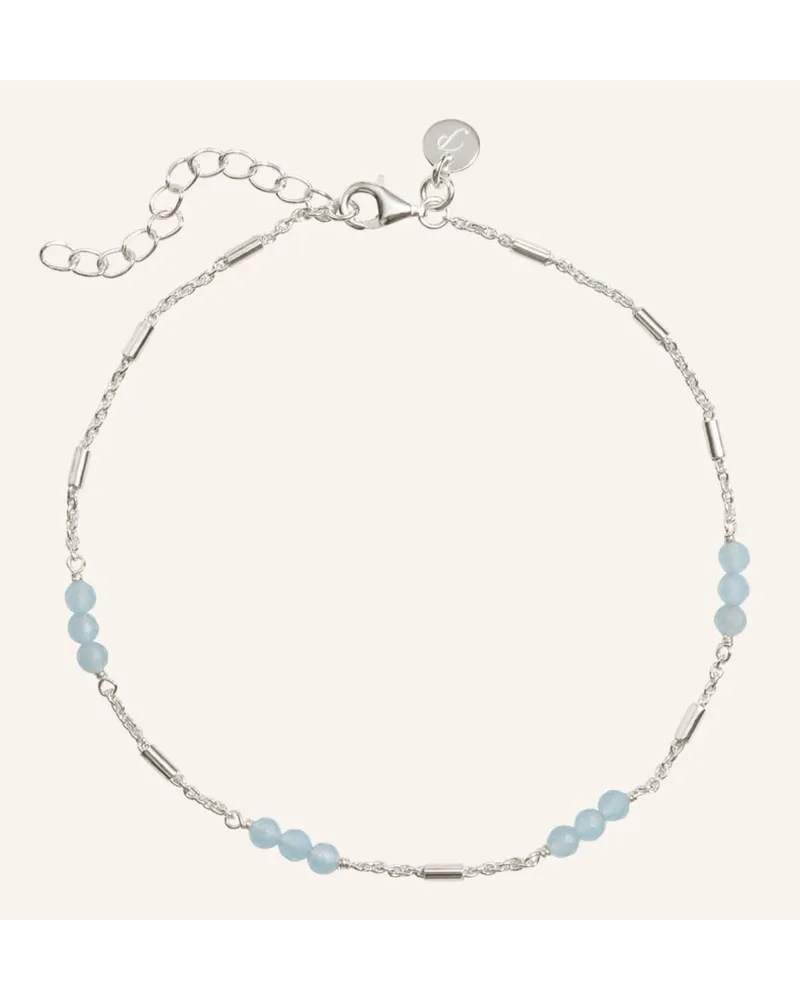 POMPIDOU Fußkette LINA CHALCEDONY BLUE by GLAMBOU Silber