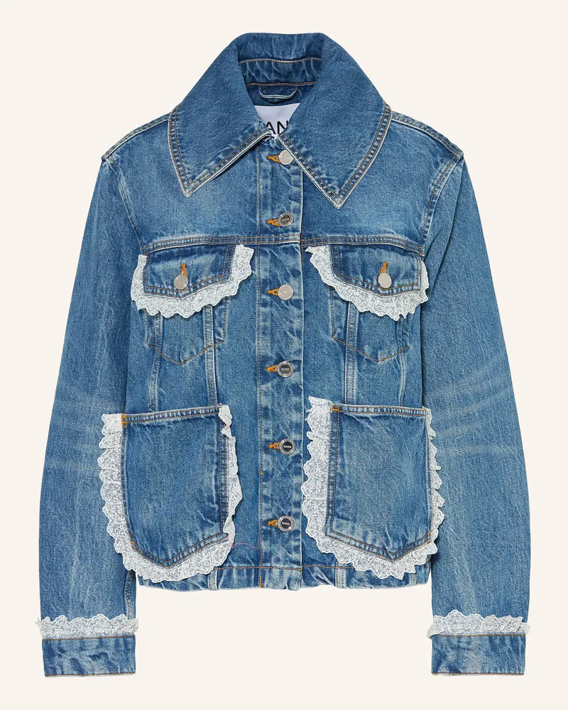 Ganni Jeansjacke Mit Spitze blau 569