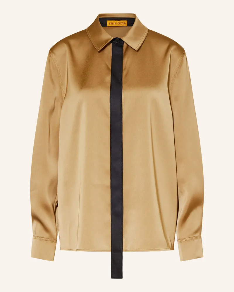 Stine Goya Hemdbluse Aus Satin beige Camel