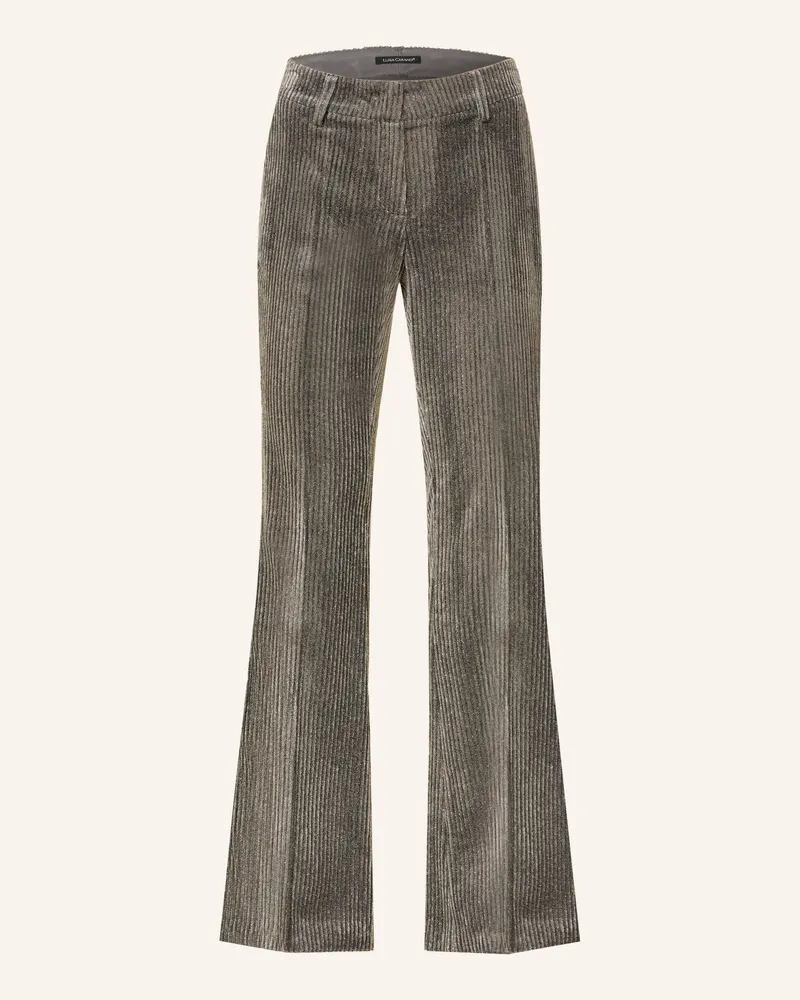 Luisa Cerano Bootcut-Hose aus Cord mit Glitzergarn Grau