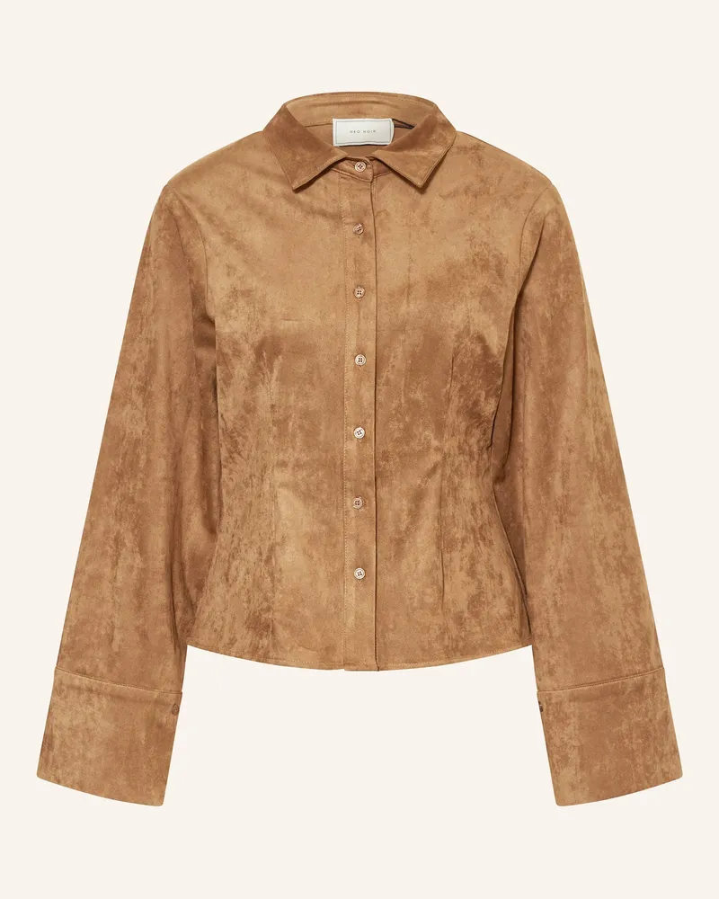 Neo Noir Hemdbluse ROSA in Lederoptik Cognac