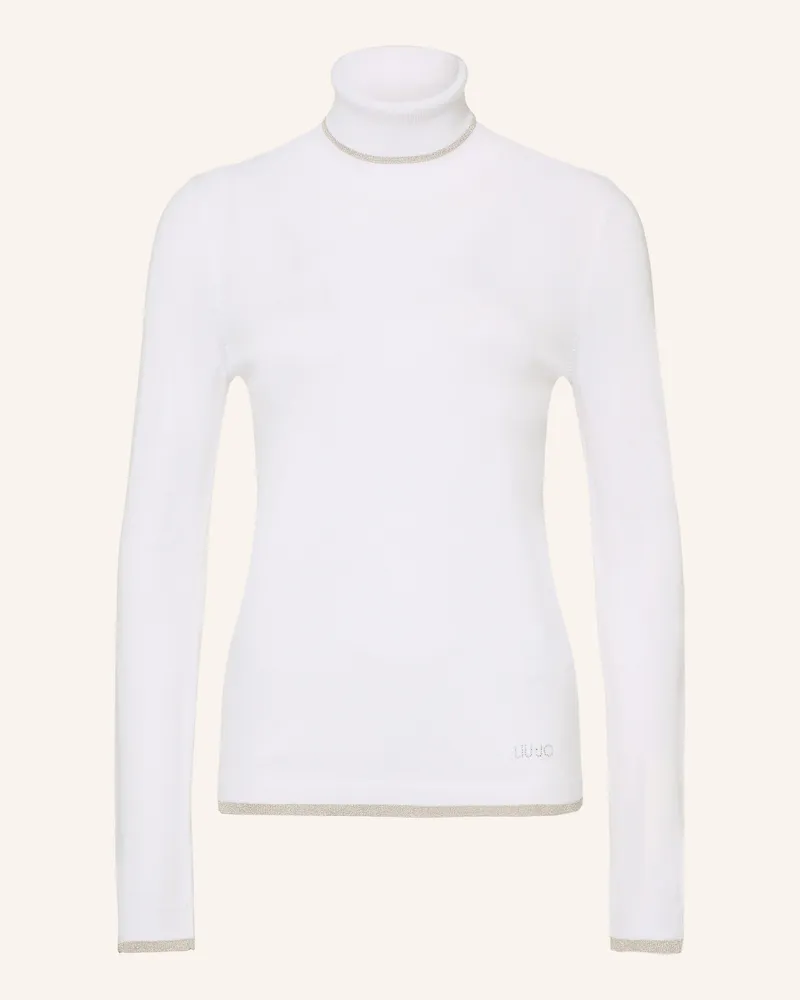 Liu Jo Rollkragenpullover Mit Glitzergarn Und Schmucksteinen weiss Weiss