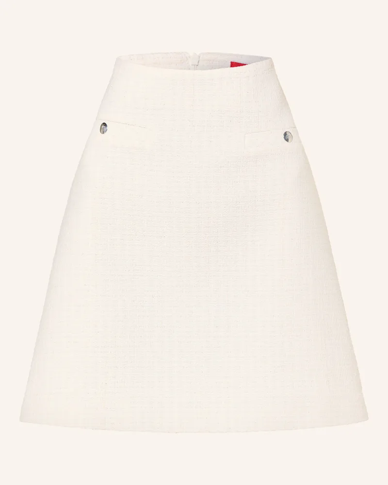 HUGO BOSS Tweed-Rock RABRINA mit Glitzergarn Weiss