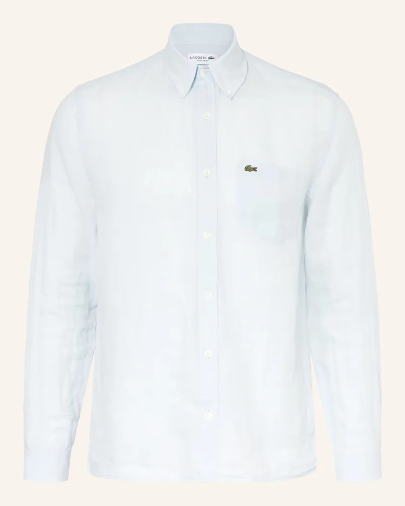Lacoste Leinenhemd Regular Fit Hellblau