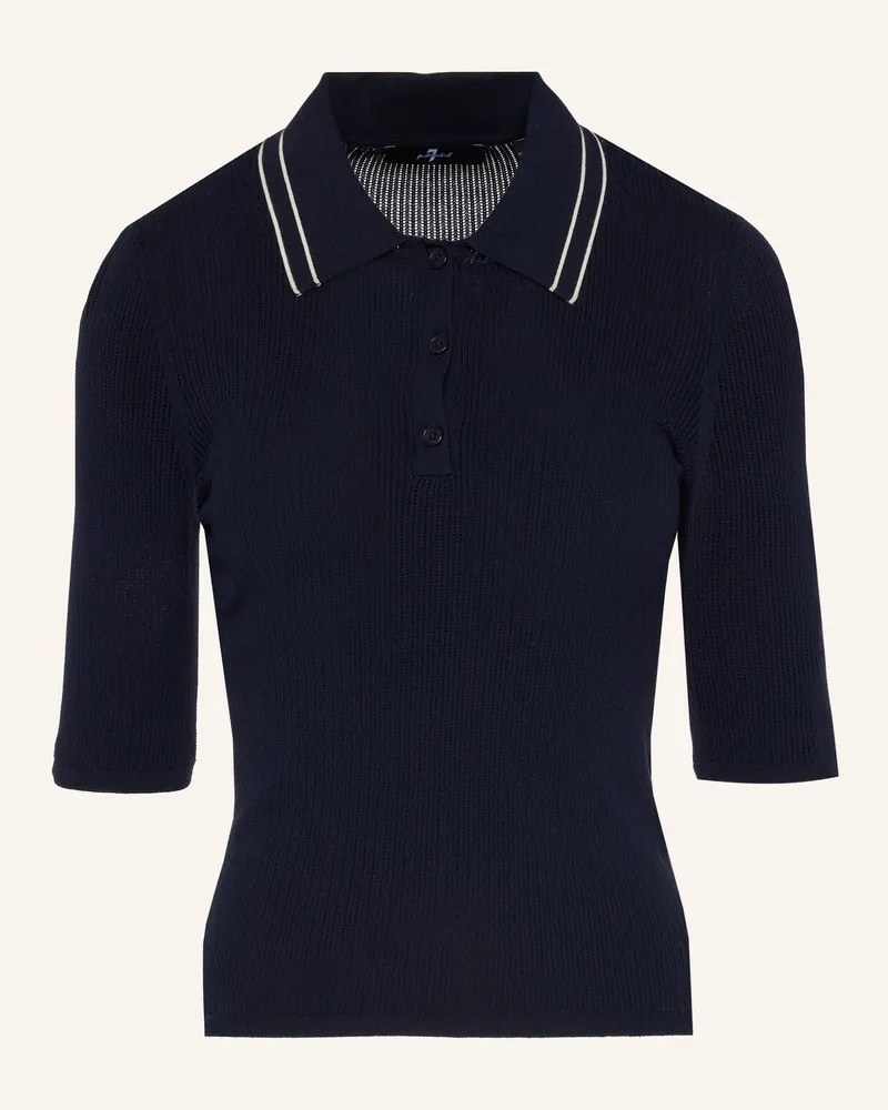 7 for all mankind Knitted Piped Collar S/S Polo blau Blau