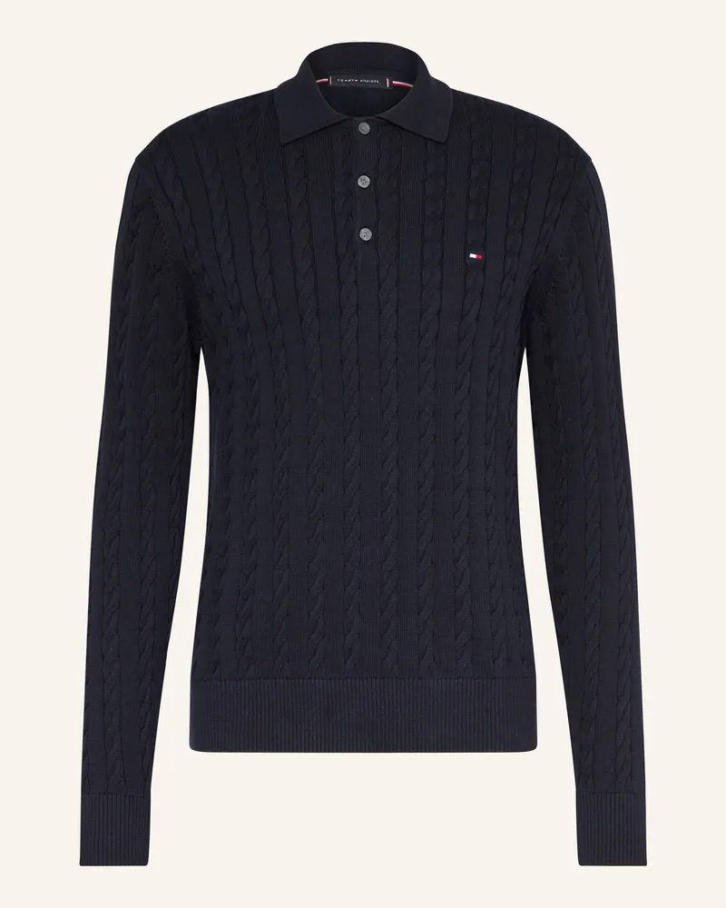 Tommy Hilfiger Strick-Poloshirt blau Dunkelblau