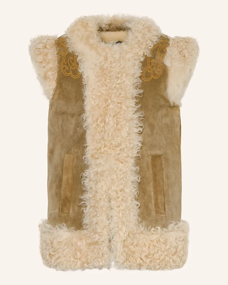 Etro Lederweste beige Taupe