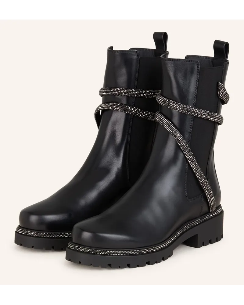 René Caovilla Chelsea-Boots CLEO mit Schmucksteinen Schwarz