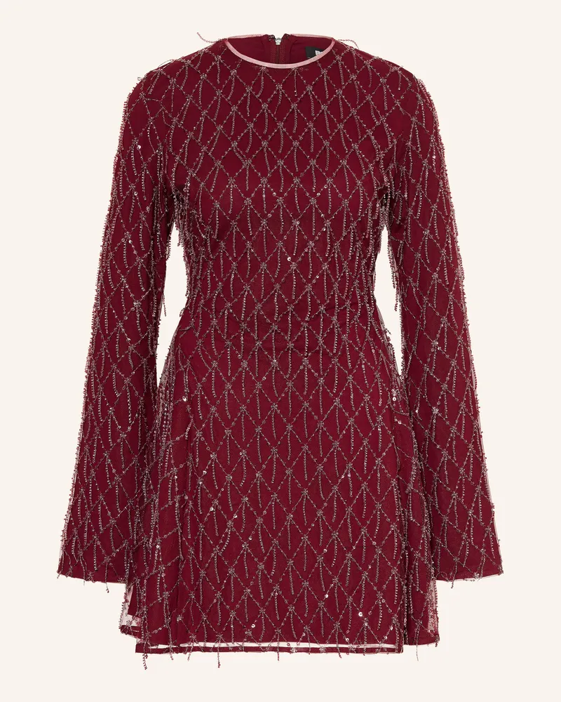 ROTATE Birger Christensen Mesh-Kleid Mit Pailletten Und Schmuckperlen rot Dunkelrot