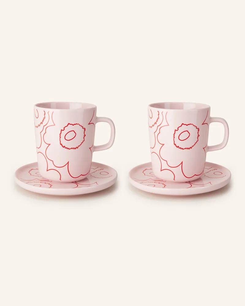 Marimekko 4-Tlg. Geschirr-Set Oiva/Piirto Unikko rosa Rosa