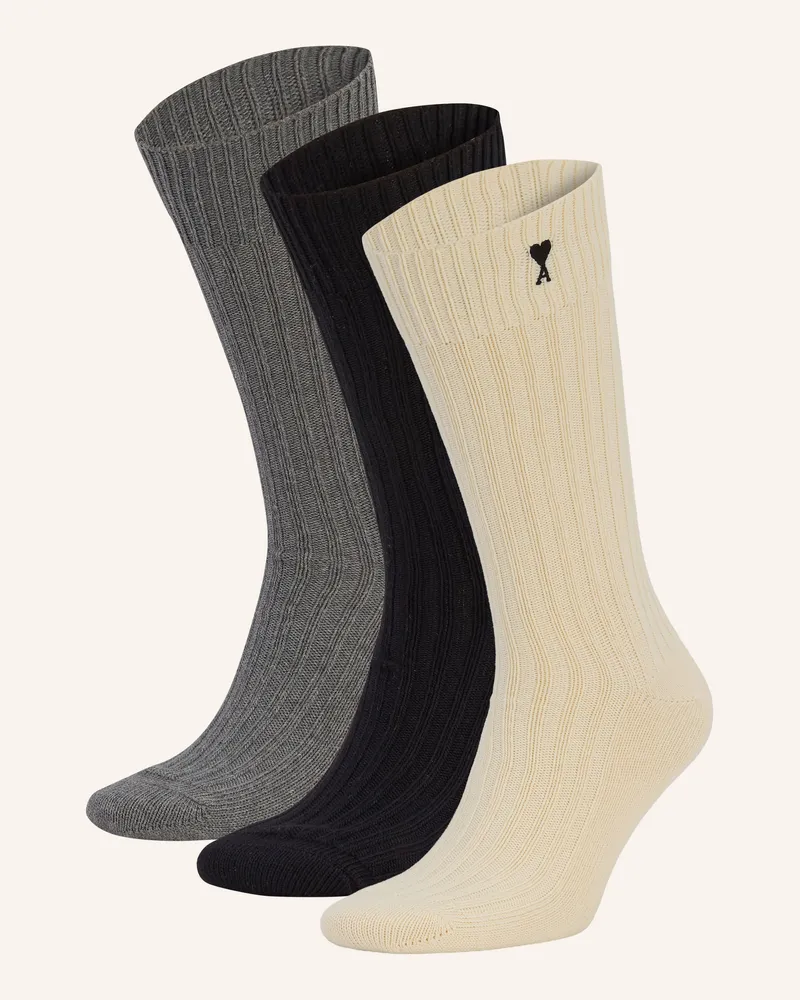 AMI Paris 3er-Pack Strümpfe Ecru