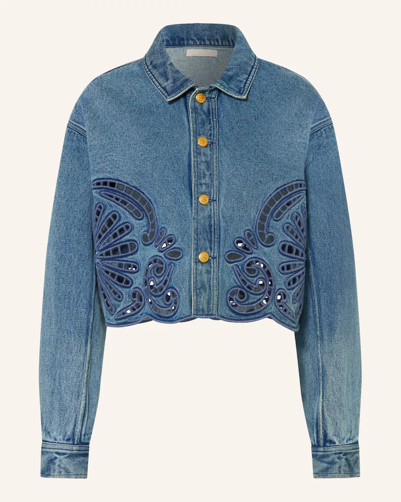 Ulla Johnson Jeansjacke Bobbi Mit Lochspitze blau Blau