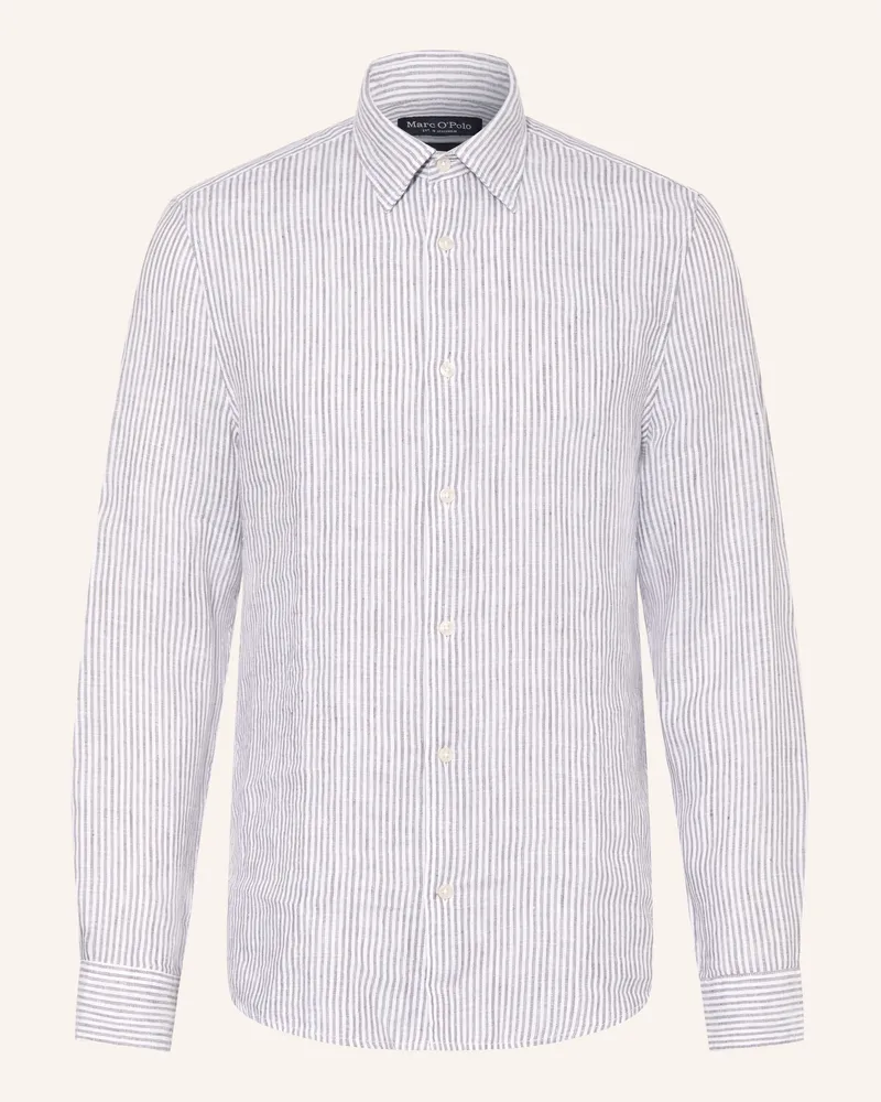 Marc O'Polo Leinenhemd Regular Fit grau Weiss