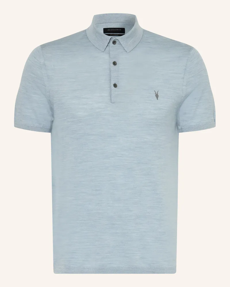 AllSaints Strick-Poloshirt Mode Merino Aus Merinowolle blau Blau