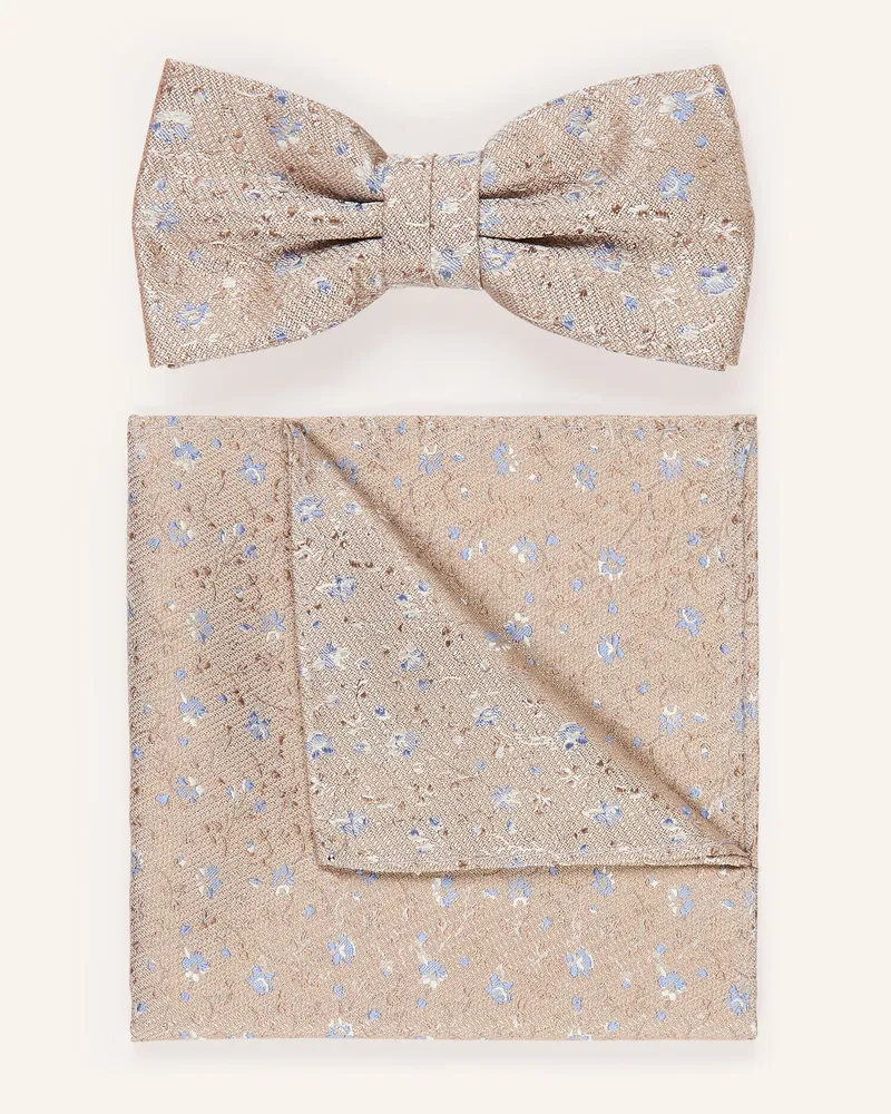 Roy Robson Set: Fliege und Einstecktuch Beige