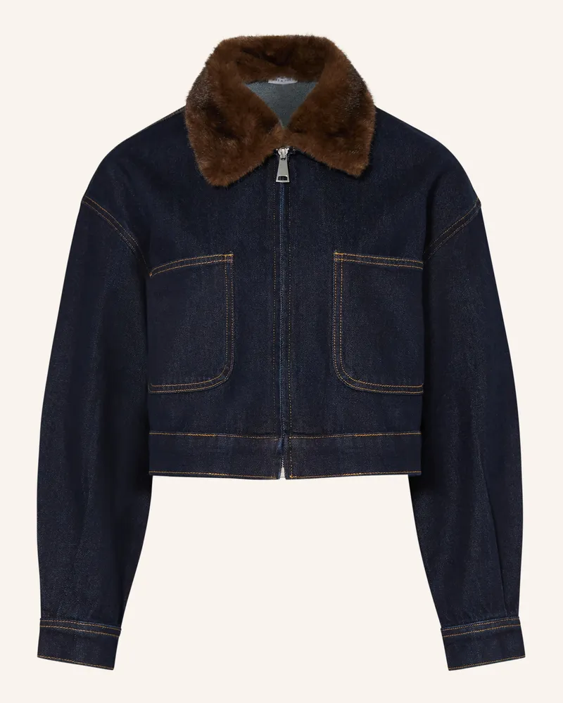 Mrs & HUGS Jeansjacke Mit Abnehmbarem Kunstfell-Kragen blau Raw