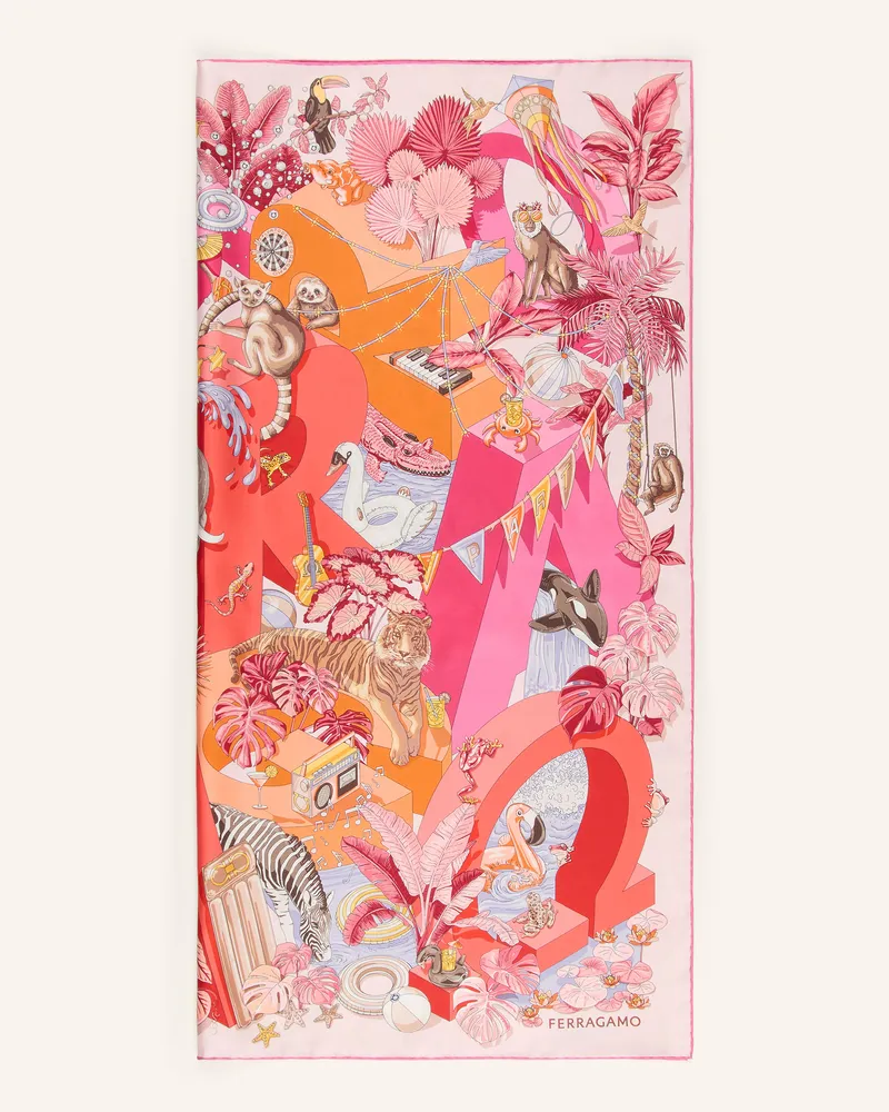 Ferragamo Seidentuch rosa Rot