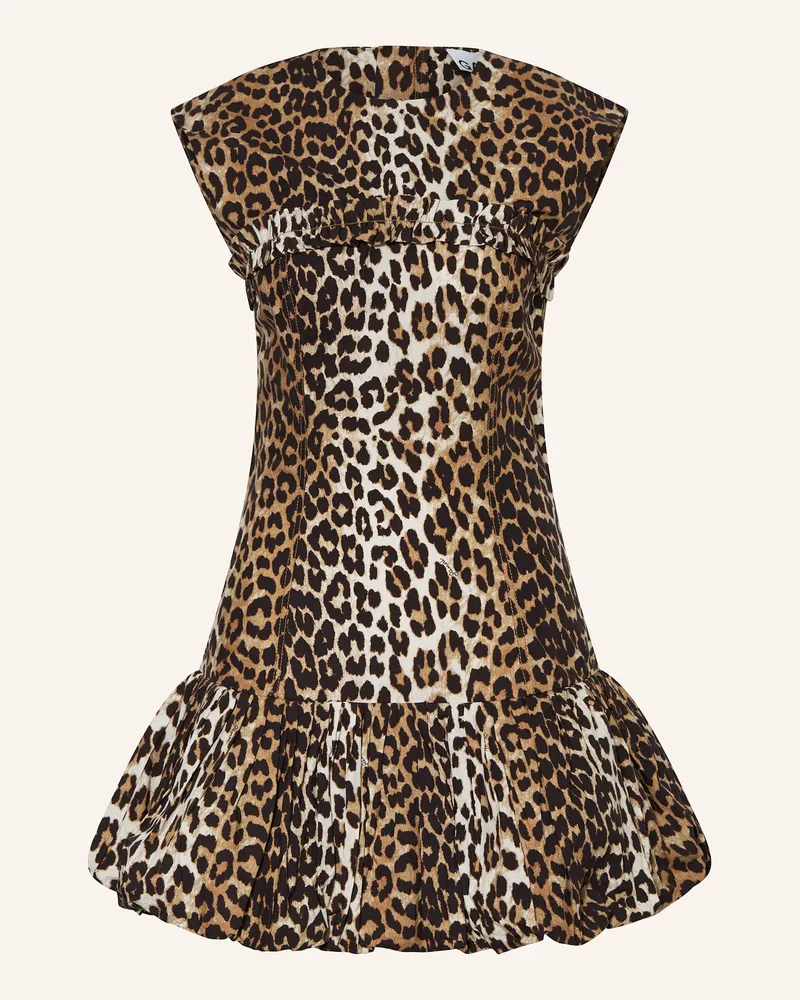 Ganni Kleid mit Rüschen Braun
