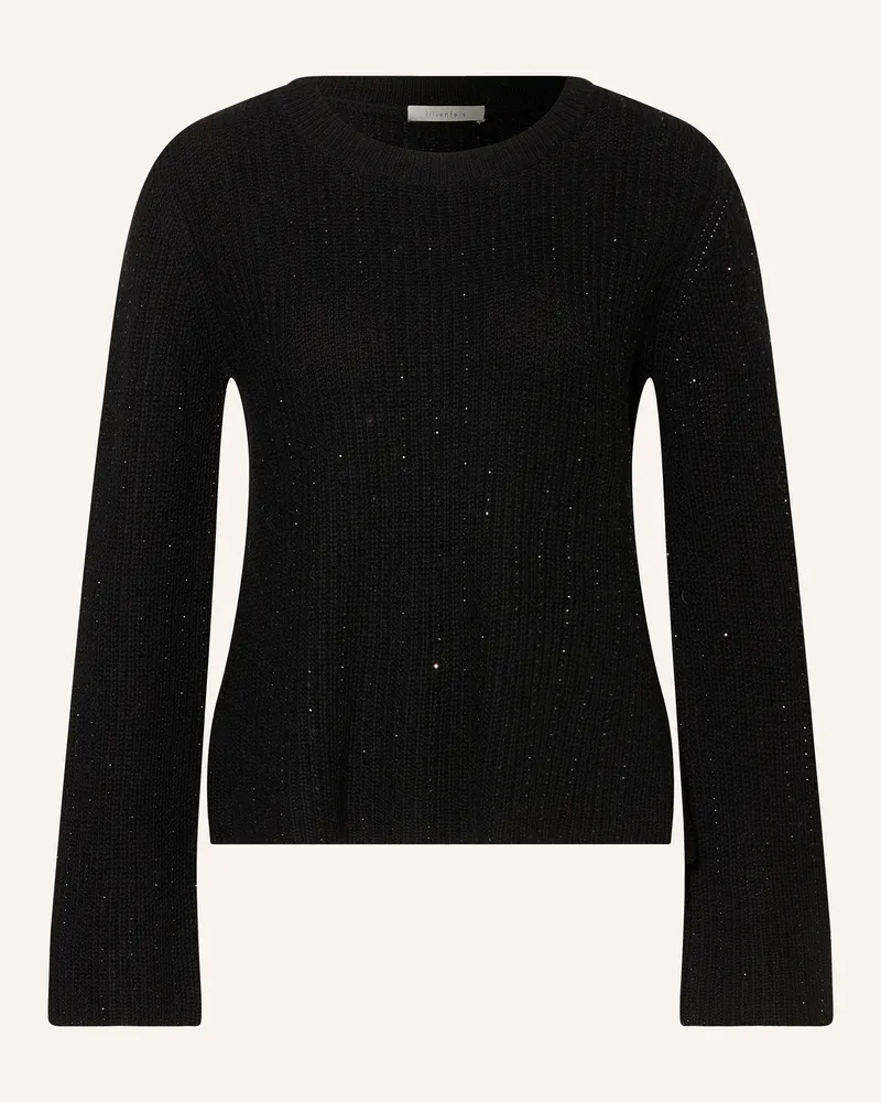 lilienfels Pullover aus Merinowolle mit Schmucksteinen Schwarz