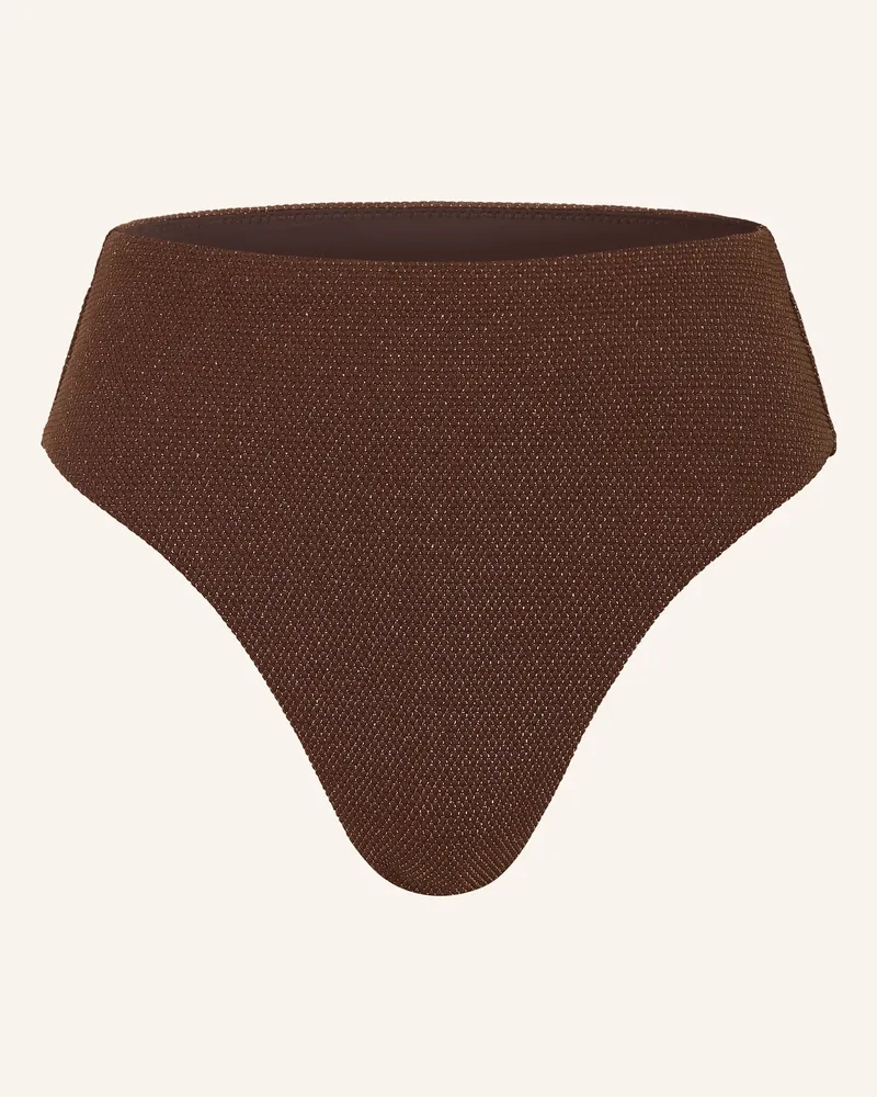 JETS Australia High-Waist-Bikini-Hose TIRARI mit Glitzergarn Dunkelbraun