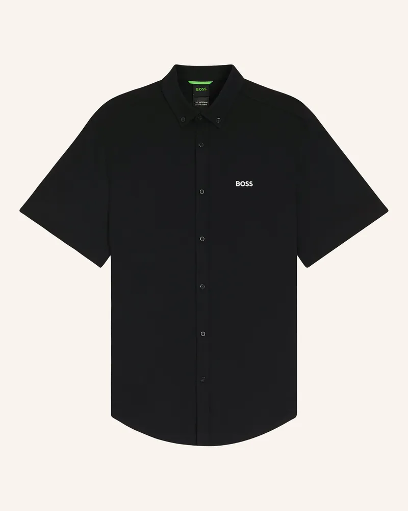 HUGO BOSS Kurzarm-Hemd St_Motion S Regular Fit Aus Jersey schwarz Schwarz