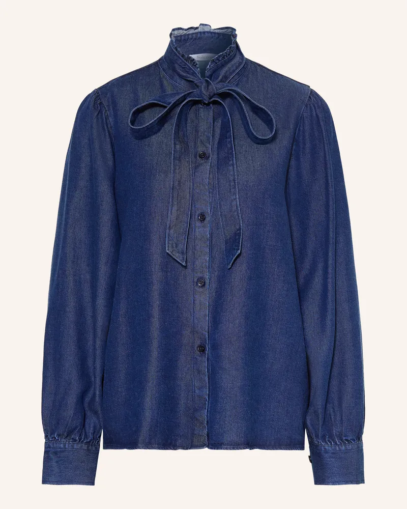 Soluzione Schluppenbluse In Jeansoptik blau Dunkelblau
