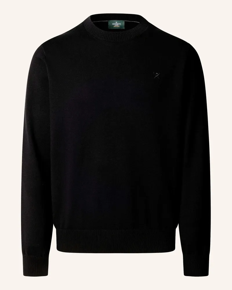 Hackett Pullover Ess Cotton Crew schwarz Schwarz