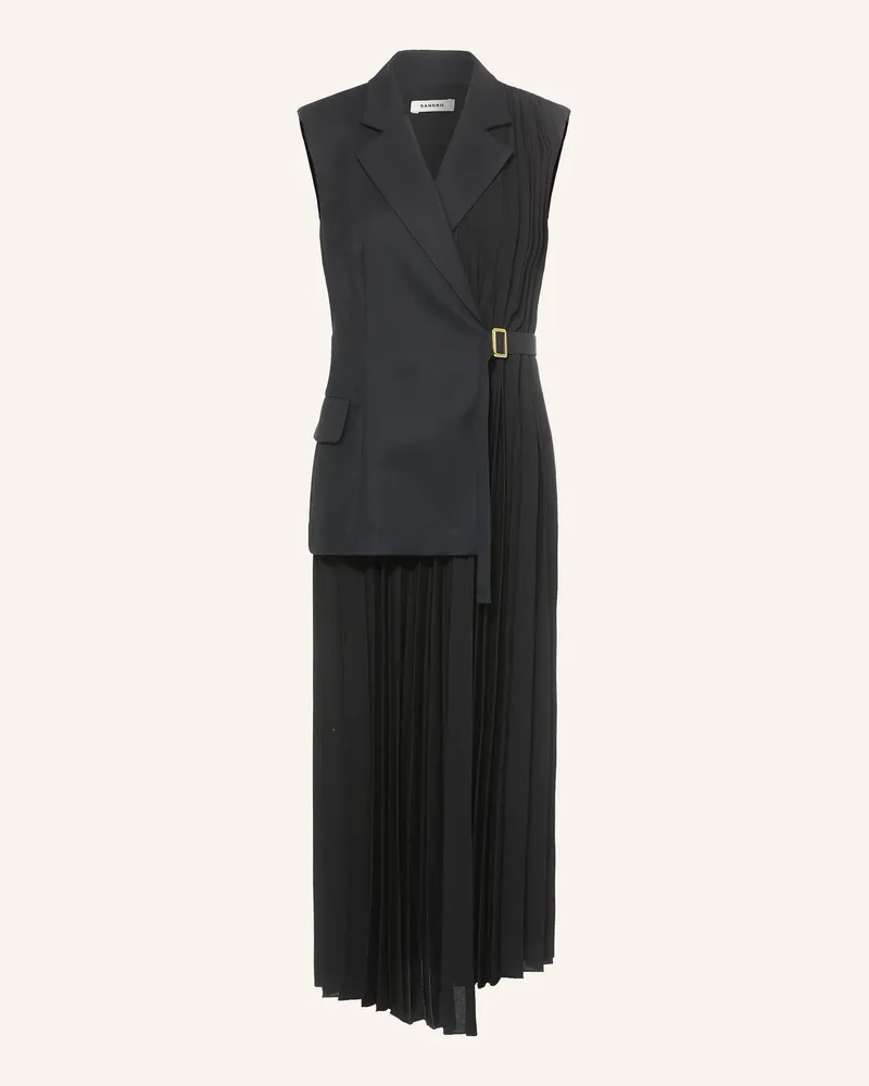 Sandro Wickelkleid Im Materialmix Mit Plissees schwarz Schwarz