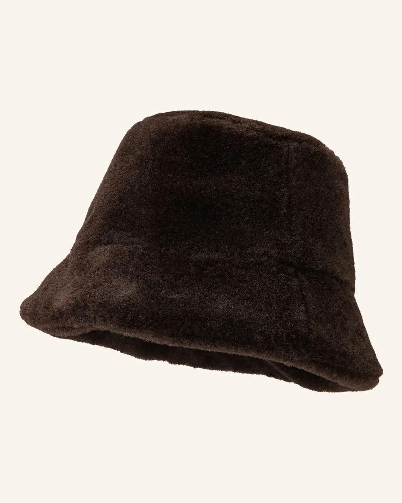 Juvia Bucket-Hat KIM aus Kunstfell Dunkelbraun