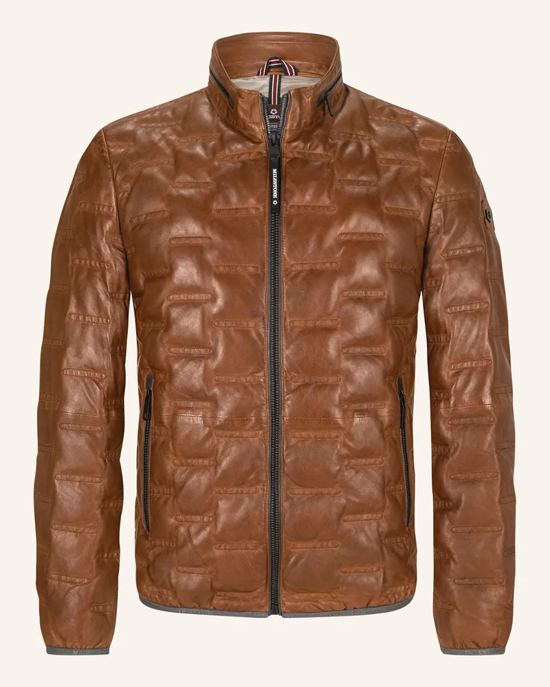 Milestone Lederjacke MSAVERSA Cognac