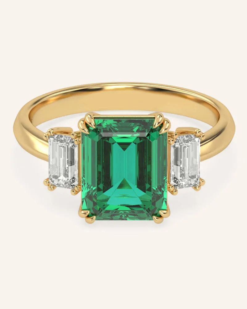 VEYNOU Ring EDEN aus 14 Karat Gelbgold mit Smaragd und Diamanten Gold